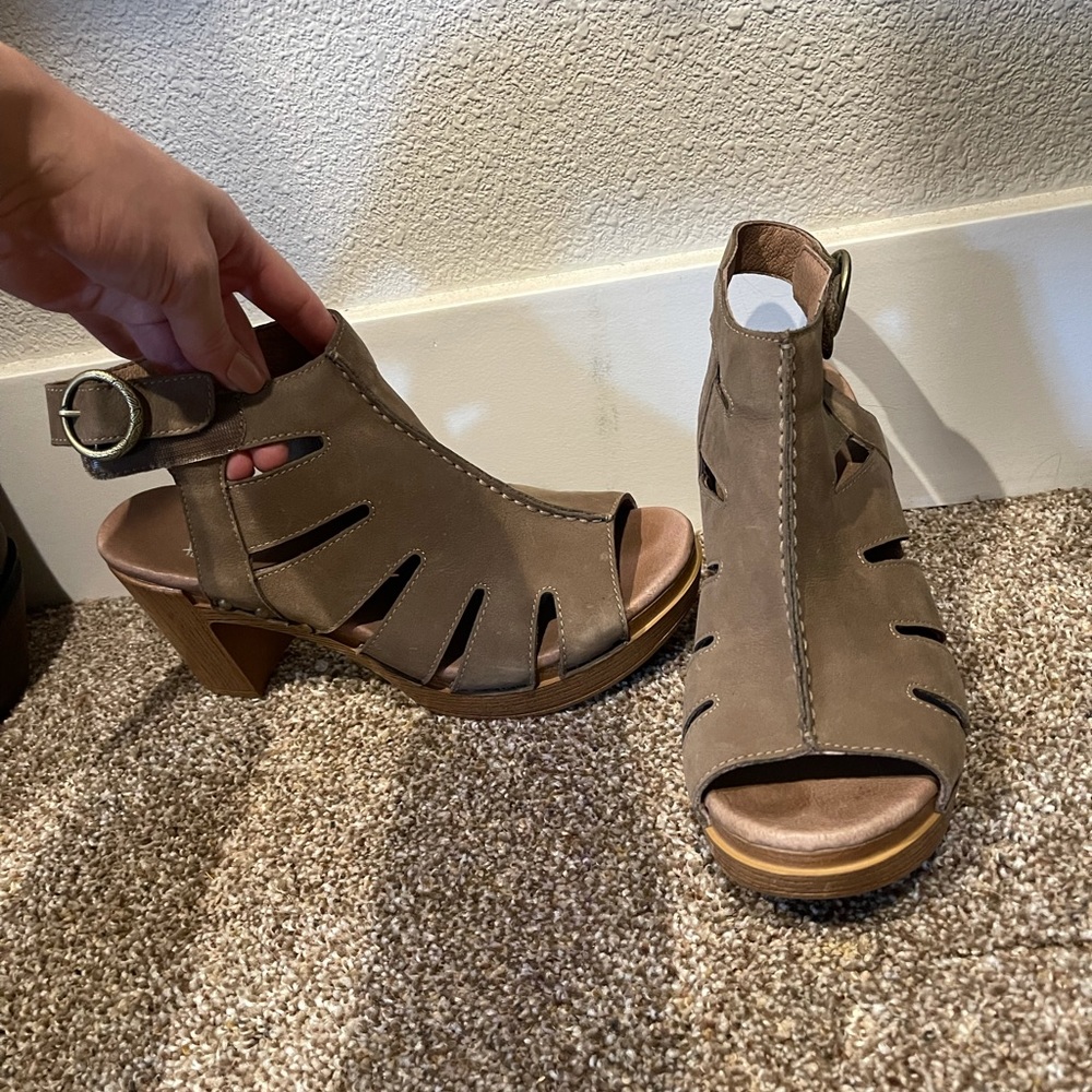 Dansko Brown Open-Toe Ankle Booties